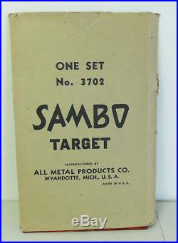 Antique 1930s Wyandotte Toys Sambo Tin Litho Shooting Target Game with Orig Box