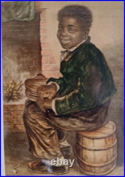 Antique 19th C. Print of a Young Black Man with Bellows Pub. C. Baxter, London