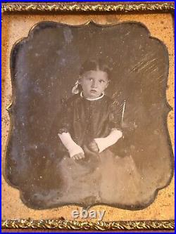 Antique 19th Century 1/6 Plate Daguerreotype Photo Orphan Girl BROKEN ARMS