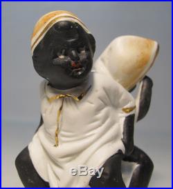 Antique 19th Century Black Americana Bisque Figurine Children on Chamber Pot yqz