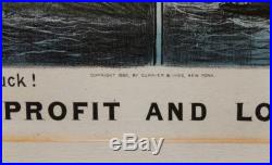 Antique 19thC Currier & Ives Black Americana Eel Fishing Print, Profit & Loss NR