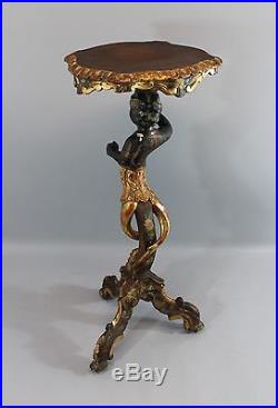 Antique 19thC Victorian Hand Carved & Painted Blackamore Table Stand, NR