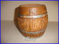 Antique 19thc Black Americana Terra Cotta Figural boy barrel Tobacco Jar Humidor