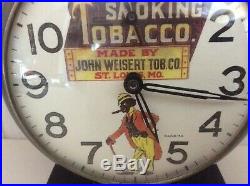 Antique Advertising Black Americana Smoking Tobacco Alarm Clockdatedrare