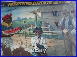 Antique Advertising Paul Jones Whiskey Black Americana Rolled Tin Metal Sign