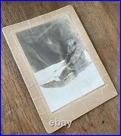 Antique African American Black Child on Sled Brooklyn NY Cabinet Photo