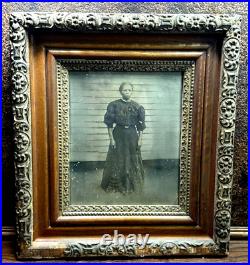 Antique African American Black Woman Photo w Orig Frame Id'd MS. Plantation