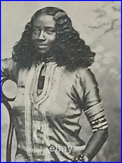 Antique African American COLORED FEMALE SITTING LEOPARD PRINT RUG