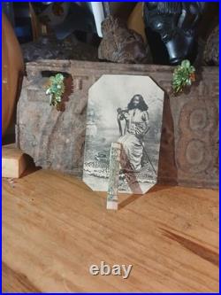 Antique African American COLORED FEMALE SITTING LEOPARD PRINT RUG