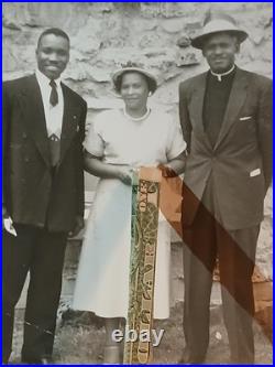 Antique African American COLORED PASTORS STANDING WITH MOTHER