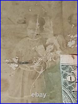 Antique African American Colored Male & Daughter HOLDING A WHITE DOLL