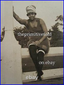 Antique African American Flapper Bathing Beauty Ukulele Girl Dapper Man Photos