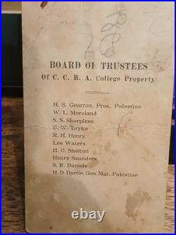 Antique African American H. D. Dartie C. C. B. A COLLEGE PALISTINE TEXAS