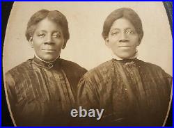 Antique African American Identical Twins Peoria IL Black Lady Cabinet Card Photo