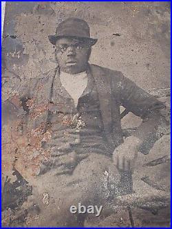 Antique African American Men Suits, Tophat, Canes & Uniform Tinytype Photos