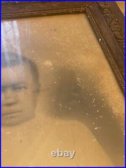 Antique African American Portrait Wood Frame Child Large 27x22