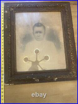 Antique African American Portrait Wood Frame Child Large 27x22