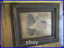 Antique African American Portrait Wood Frame Gentleman Large 31x26