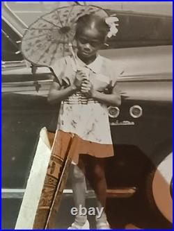 Antique African American SCHOOL GIRL HOLDING HER UMBRELLA