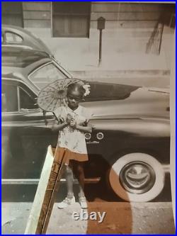 Antique African American SCHOOL GIRL HOLDING HER UMBRELLA