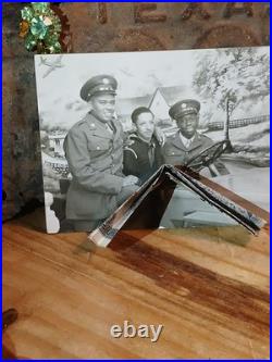 Antique African American WW2 SOLDIERS POSING IN STAGED CAR