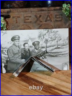 Antique African American WW2 SOLDIERS POSING IN STAGED CAR