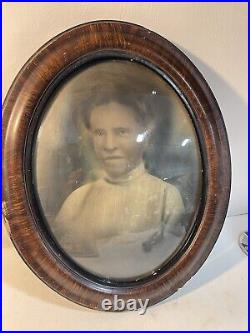 Antique African-American woman oval frame portrait