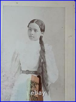 Antique African Cabinet Howard University Student BEAUTIFUL LONG HAIR HBCU