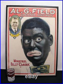 Antique Al G Field Greater Minstrels Show Black Americana Billy Clark Poster yqz
