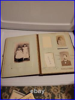 Antique Album & 58 Family Child Photos Photographs Tin Type Red Velvet 1800s