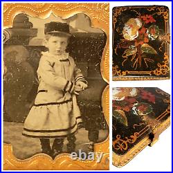 Antique Ambrotype Photo Boy in Dress Uniform Style Original Case MOP Inlay