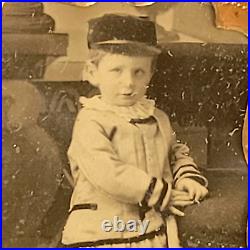 Antique Ambrotype Photo Boy in Dress Uniform Style Original Case MOP Inlay