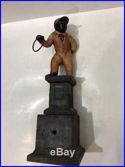Antique Americana Cast Iron Lawn Jockey Statue Gate Topper