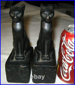 Antique Art Deco Egyptian Armor Bronze Clad Mfg Co Cat Statue Sculpture Bookends