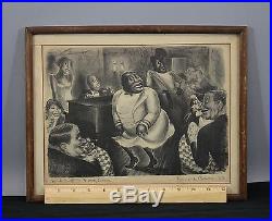 Antique Authentic 1933, Howard Baer, Black Americana Jazz Night Club Lithograph