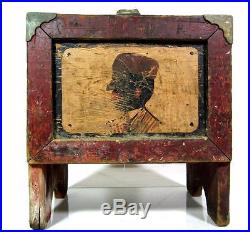 Antique BLACK AMERICANA SHOESHINE BOX 1890-1920 ELGIN IL AAFA Folk Art Primitive