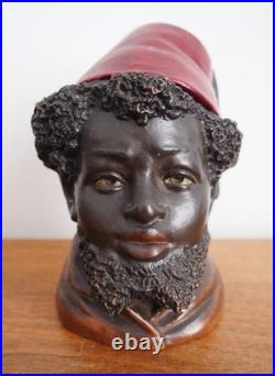 Antique Bernard Bloch Austrian Tobacco Jar Humidor Black Americana Young boy
