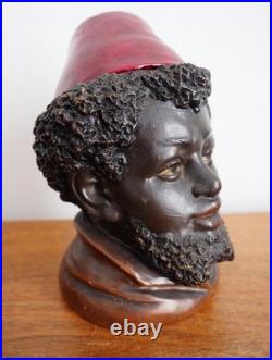 Antique Bernard Bloch Austrian Tobacco Jar Humidor Black Americana Young boy