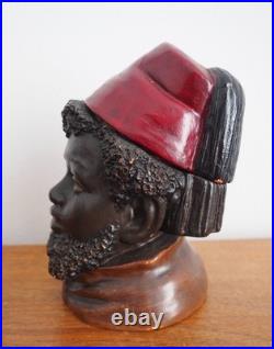 Antique Bernard Bloch Austrian Tobacco Jar Humidor Black Americana Young boy