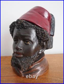 Antique Bernard Bloch Austrian Tobacco Jar Humidor Black Americana Young boy