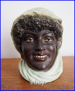 Antique Bernard Bloch Austrian Tobacco Jar Humidor Black Americana Young girl