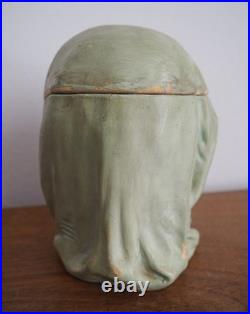 Antique Bernard Bloch Austrian Tobacco Jar Humidor Black Americana Young girl