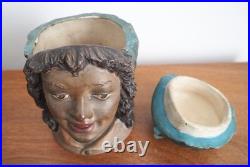Antique Bernard Bloch Austrian Tobacco Jar Humidor Black Americana Young girl