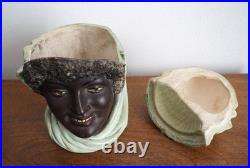 Antique Bernard Bloch Austrian Tobacco Jar Humidor Black Americana Young girl