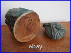 Antique Bernard Bloch Austrian Tobacco Jar Humidor Black Americana Young girl