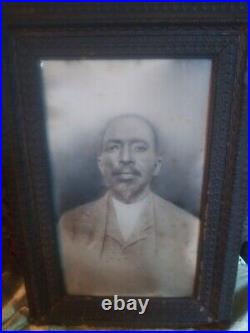 Antique Black African American Glass Woodframe Portrait Large