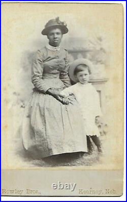 Antique Black African American Nanny with Charge Cabinet Card Photograph