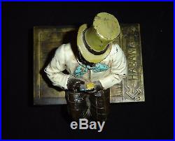 Antique Black Americana Advertising Bronze Novelty Cigar Tobacco Box Humidor