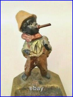 Antique Black Americana Bobble Head Nodder Ashtray Boy Smoking Cigar