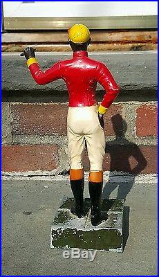 Antique Black Americana Cast Iron Lawn Jockey Hitching Post Small Statue Rare